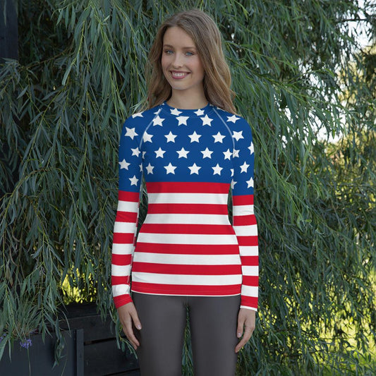 Stars and Stripes Women's Rash Guard - Gizmo Graphic Works