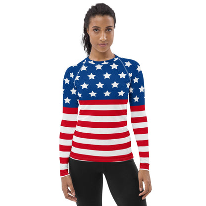 Stars and Stripes Women's Rash Guard - Gizmo Graphic Works