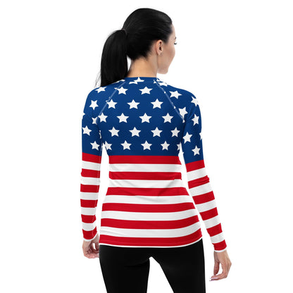 Stars and Stripes Women's Rash Guard - Gizmo Graphic Works