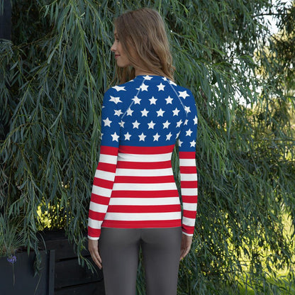 Stars and Stripes Women's Rash Guard - Gizmo Graphic Works