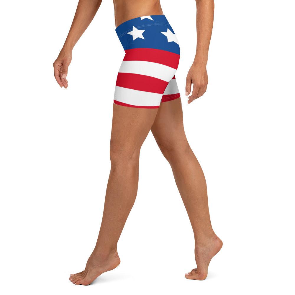 Stars and Stripes Womens Athletic Shorts - Gizmo Graphic Works