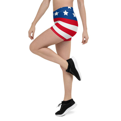 Stars and Stripes Womens Athletic Shorts - Gizmo Graphic Works