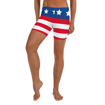 Stars and Stripes Womens Athletic Shorts - Gizmo Graphic Works