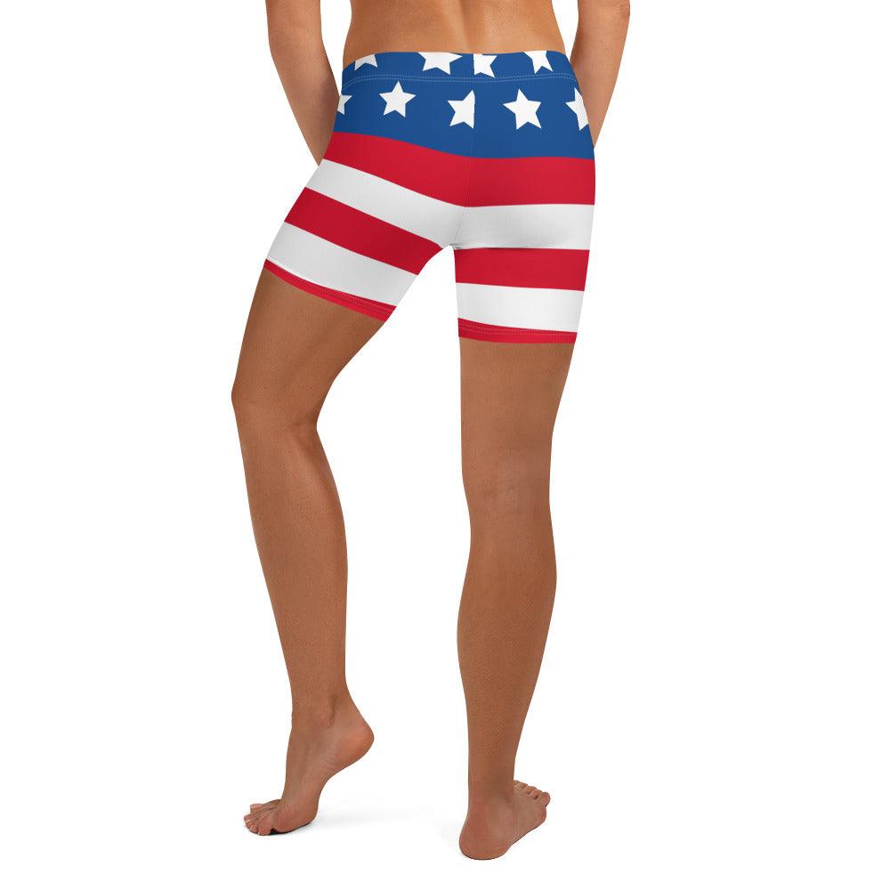 Stars and Stripes Womens Athletic Shorts - Gizmo Graphic Works