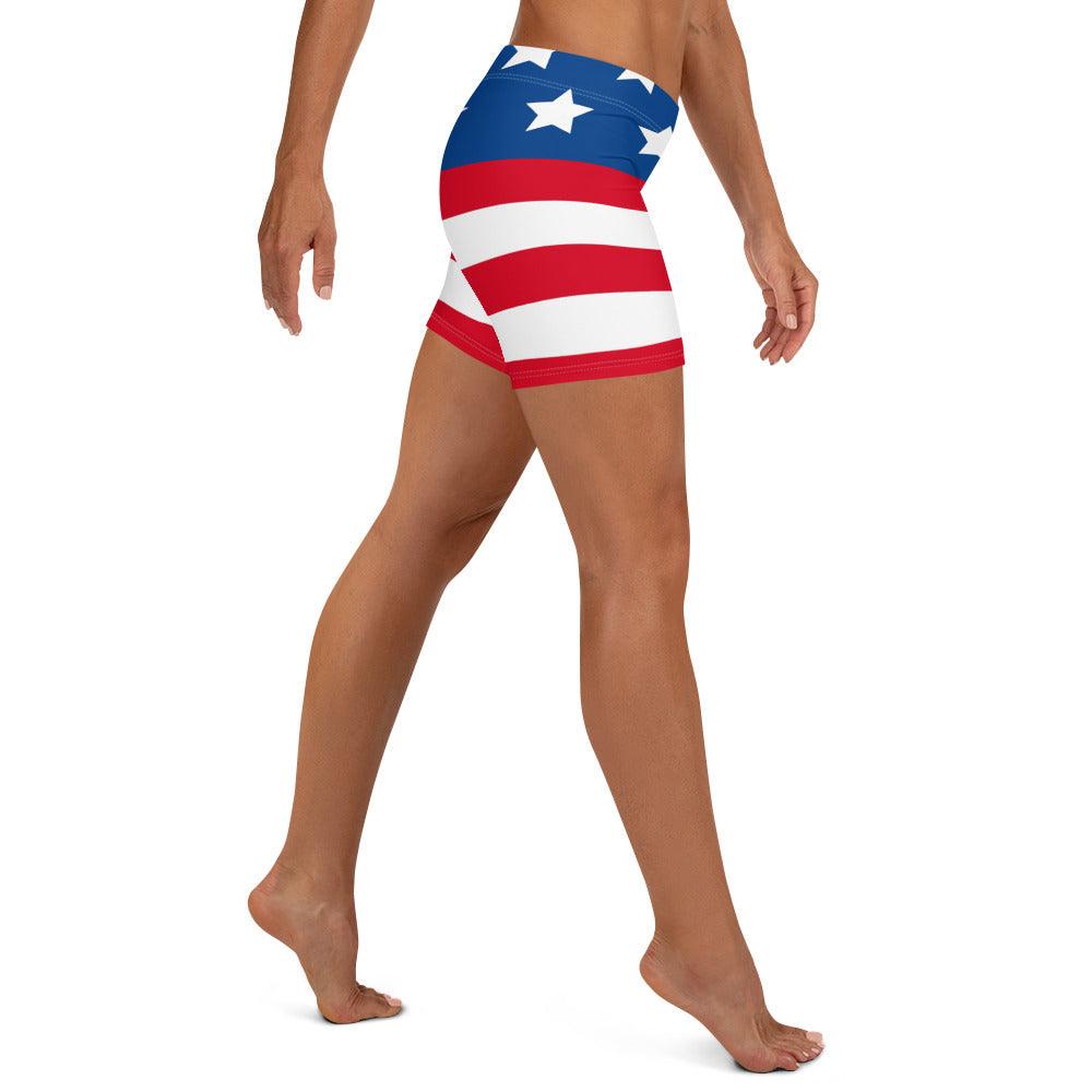 Stars and Stripes Womens Athletic Shorts - Gizmo Graphic Works