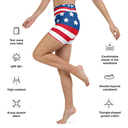 Stars and Stripes Yoga Shorts - Gizmo Graphic Works