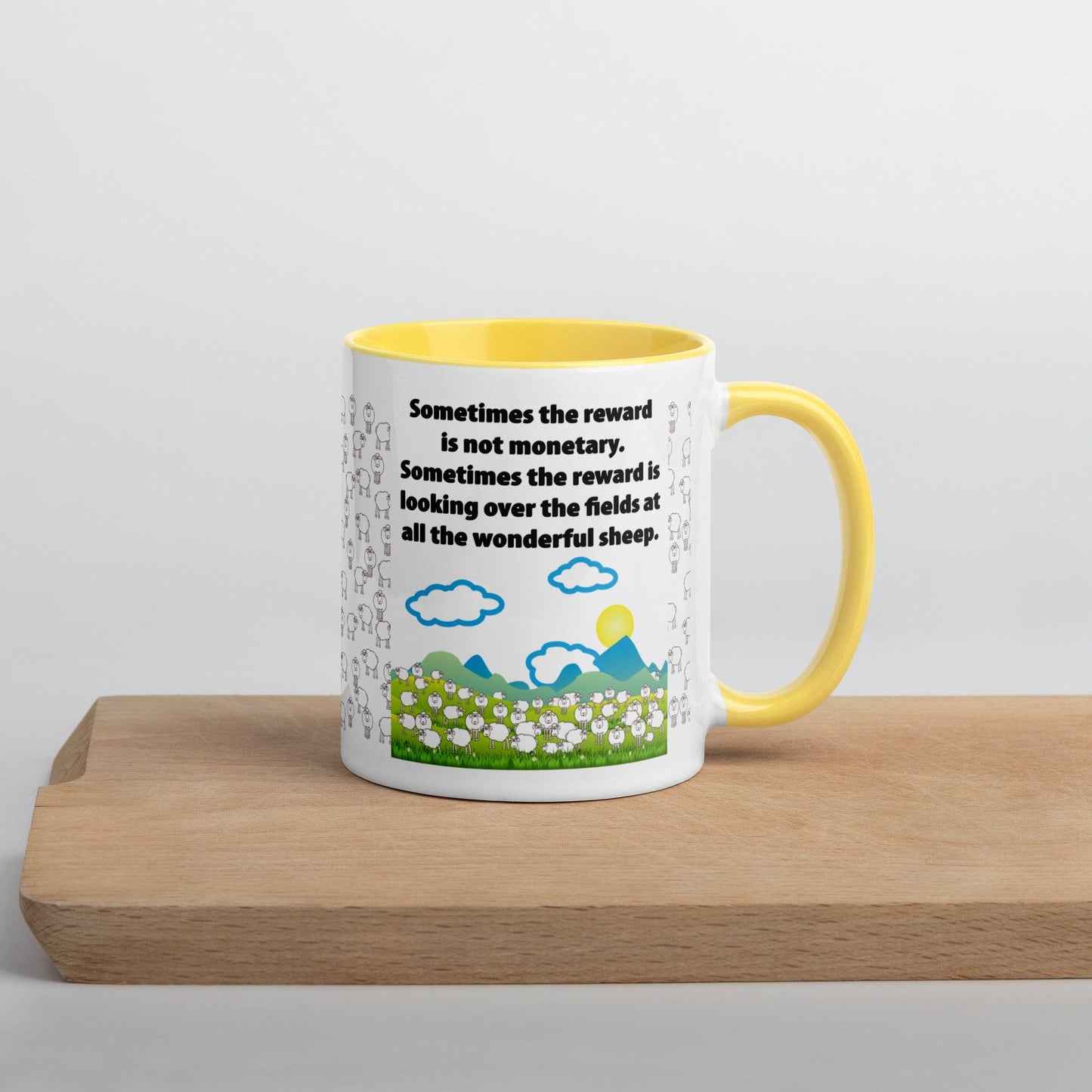 "Wonderful Sheep" Mug with Color Inside - Gizmo Graphic Works