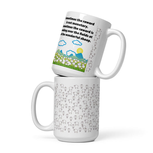 "Wonderful Sheep" White glossy mug - Gizmo Graphic Works