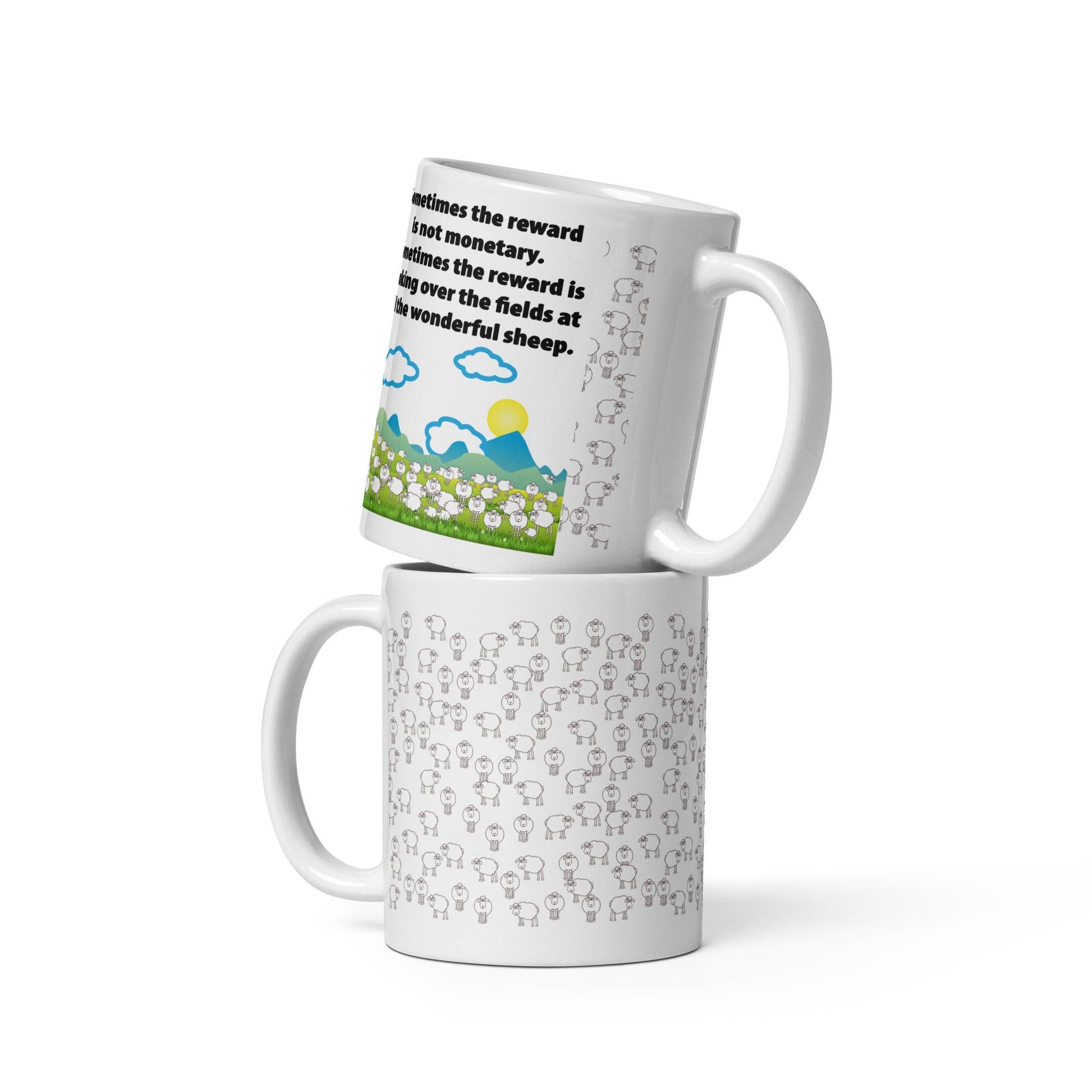 "Wonderful Sheep" White glossy mug - Gizmo Graphic Works